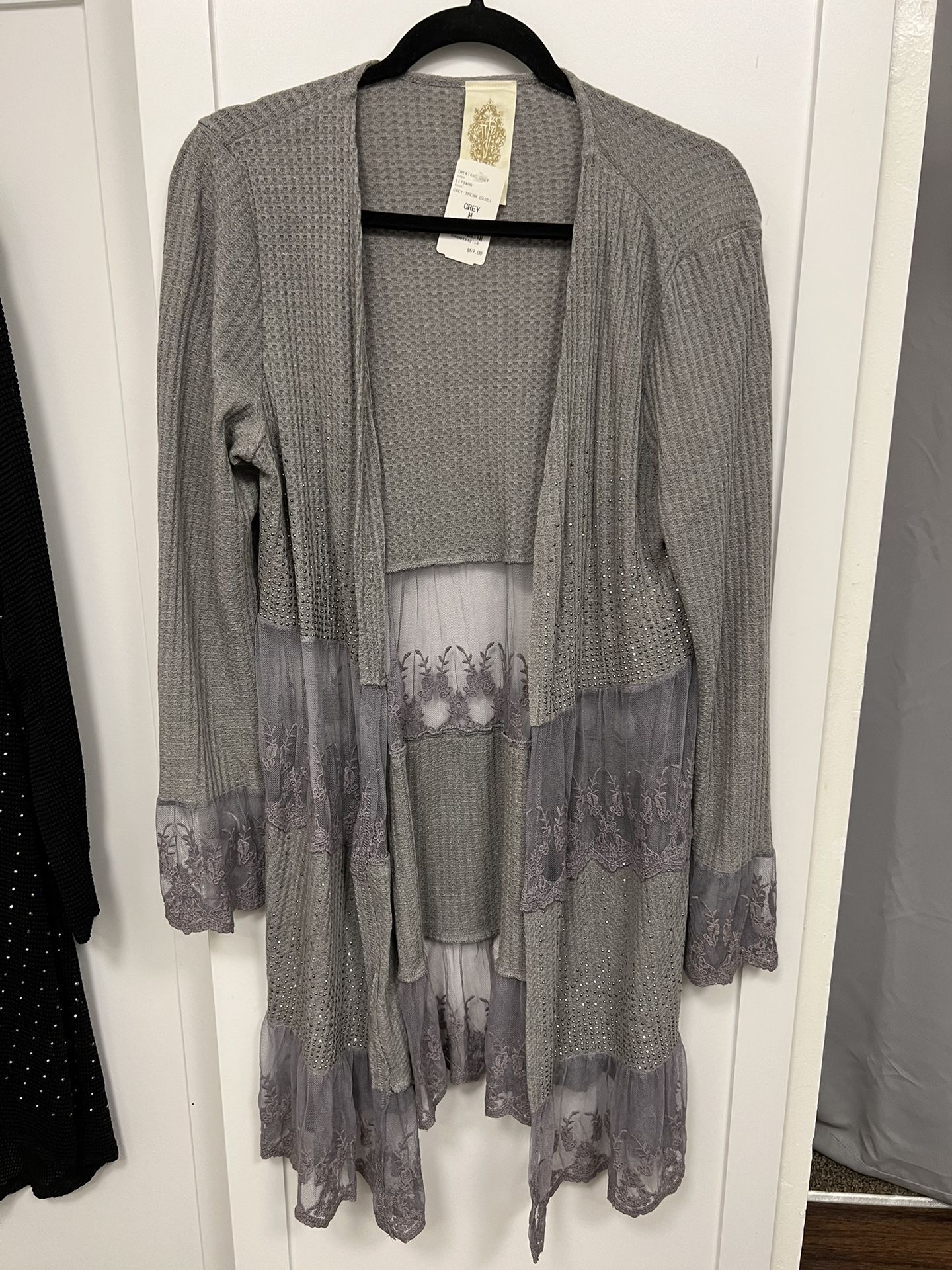 BRAND NEW WITH TAGS Grey Lace Cardigan - Size M