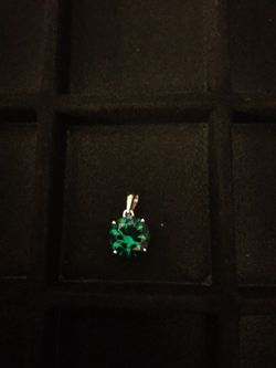 Sterling Silver Round Green CZ 10mm Pendant ( 3 Available ) chain sold Separately