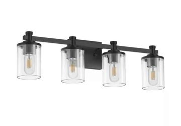 YANSUN 28" 4-Light Matte Black Vanity Light – Open Box, Never Used