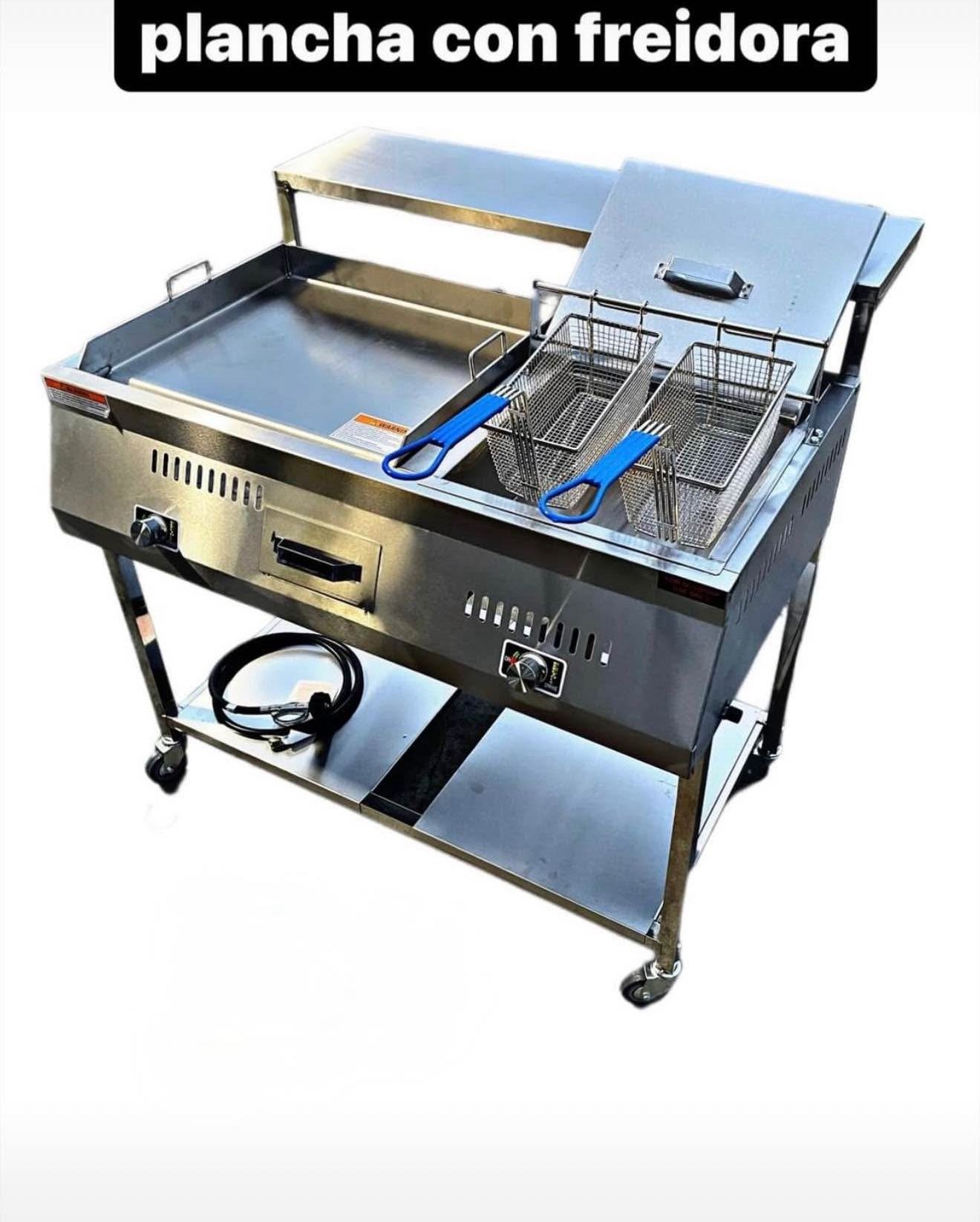 Plancha De Accero Con Fridora I Con Mangera