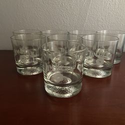 Jim Beam Etched, Golf Ball Imprinted on the Bottom Tumblers (8)