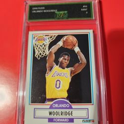 1990-91 Fleer #96 ORLANDO WOOLRIDGE Los Angeles Lakers EJE MINT 9