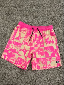Billabong Recycler Sundays Layback Board Shorts Pink Floral Checkerboard Size S