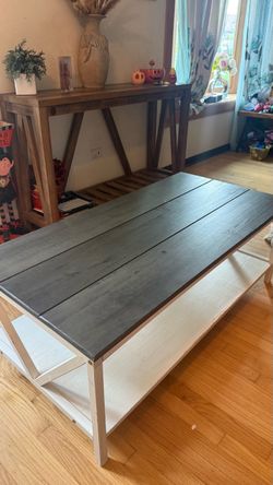 Farmhouse Coffee Table Dark Top White Base check more pictures condition