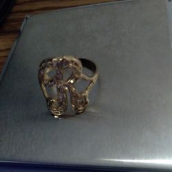 14KT SOLID GOLD "R" INITIAL RING
