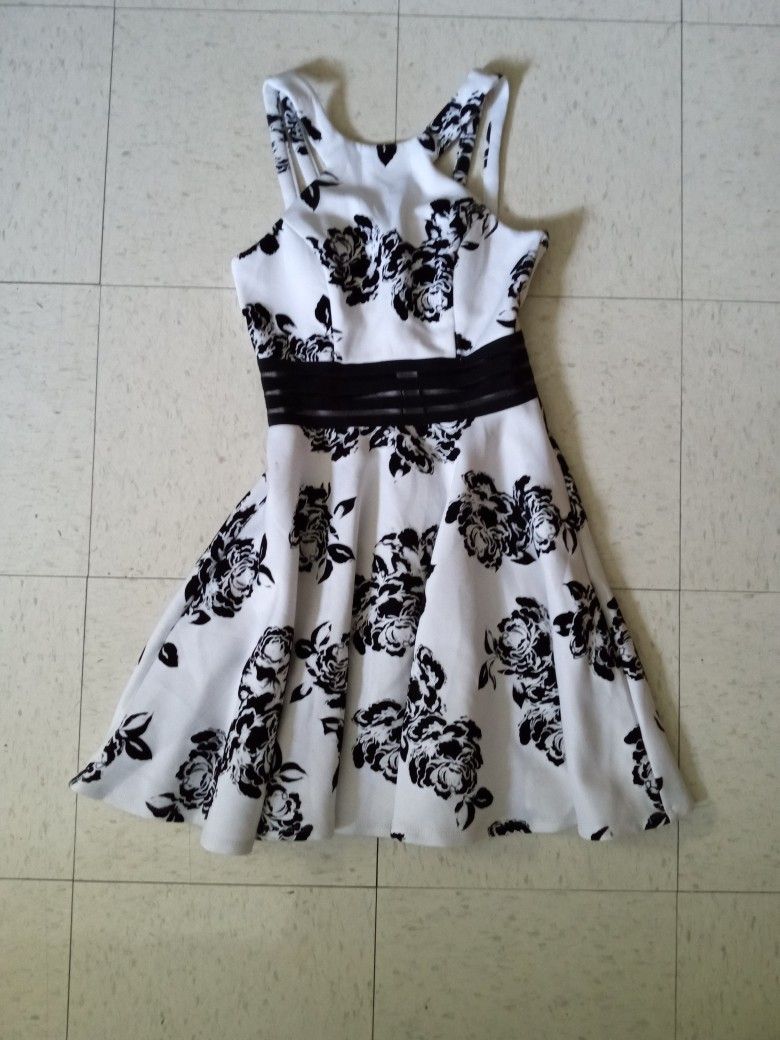 White & Black Floral Dress