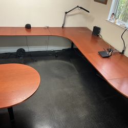 Oversized Flexible Layout Desk! Steel & Hardwood Modular Desk - Approximately 30’ long x 24”-30” wide