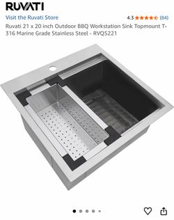Ruvati Outdoor BBQ Workstation Sink