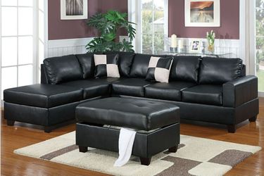 Black sectional with ottoman