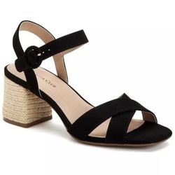 Charter Club Women's Rope Heel Dress Sandals; Black Suede, Size 9