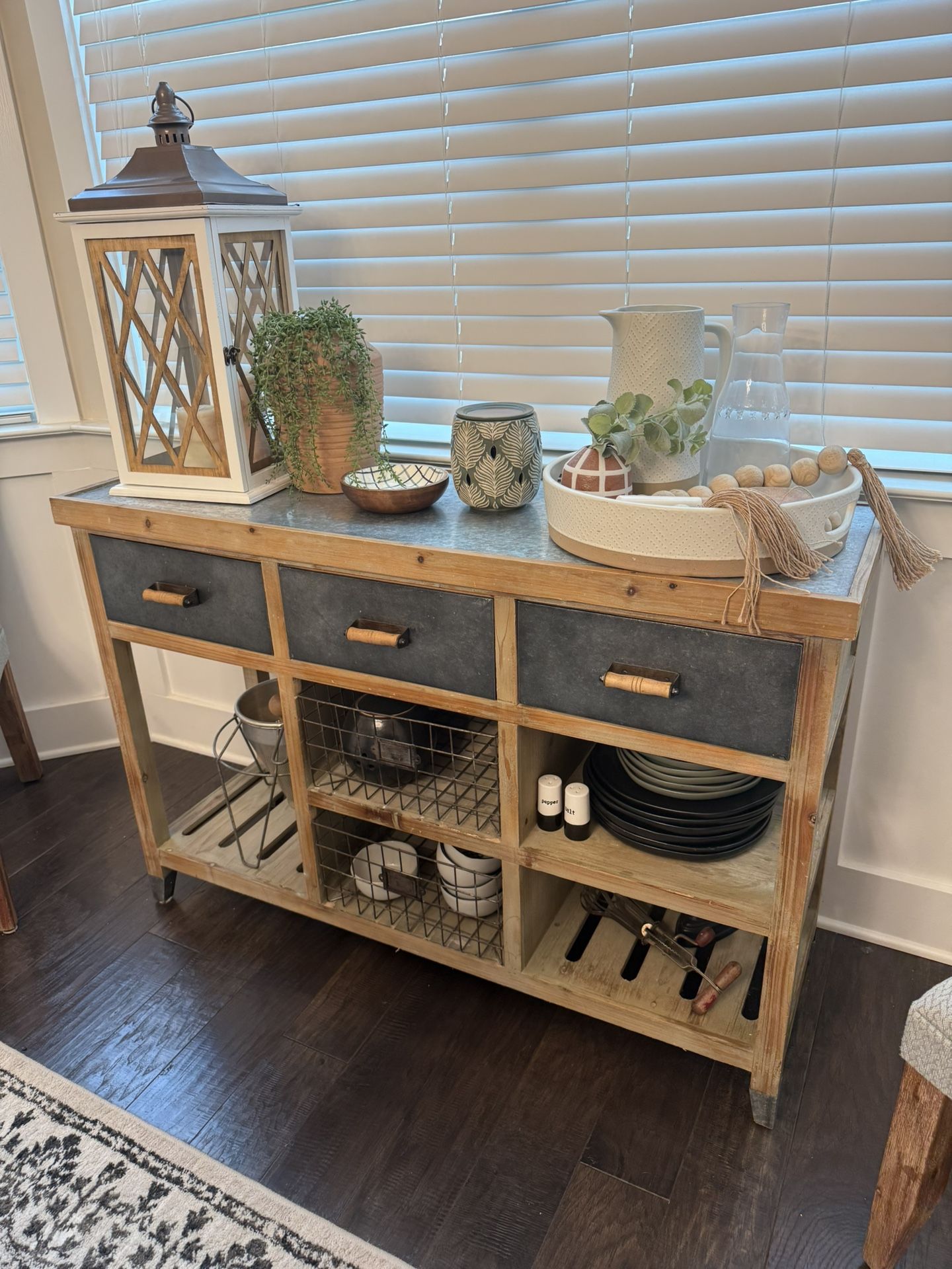 Wood And Metal Accent Table