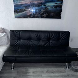 Sofa Futon Black Leather 