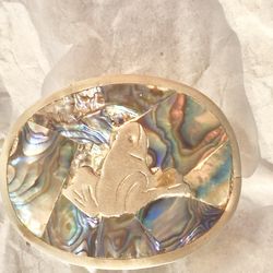 Abalone & Sterling silver Frog belt buckle