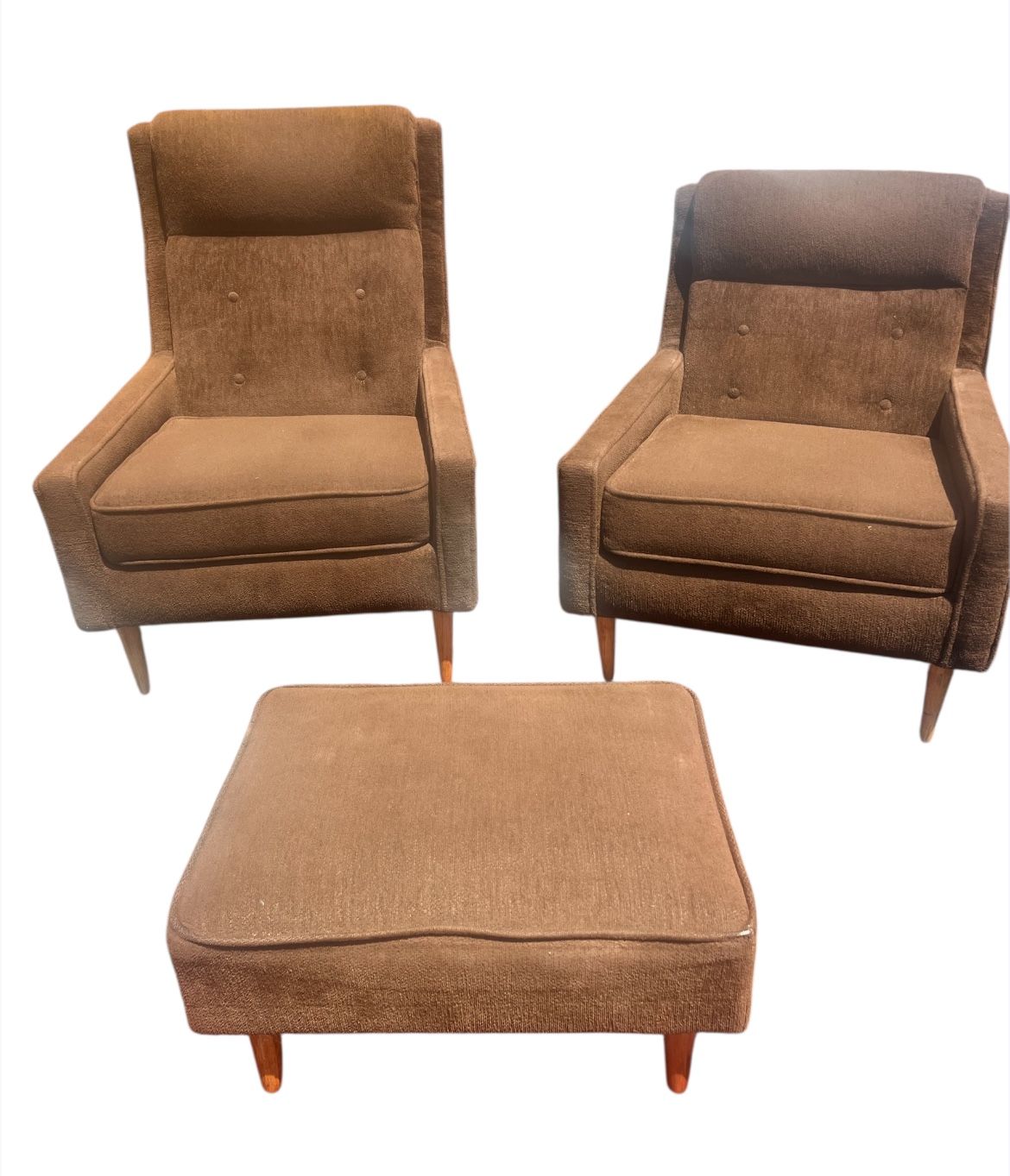 Pair of Mid-Century Modern Danish 50s Lounge Chairs + Ottoman – $400 (Long Beach)