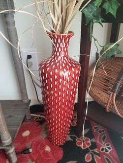 Tall Ceramic Glazed Hobnail Floor Vase