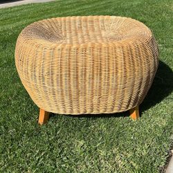 Mid Century Modern Rattan Footrest Or Bench 