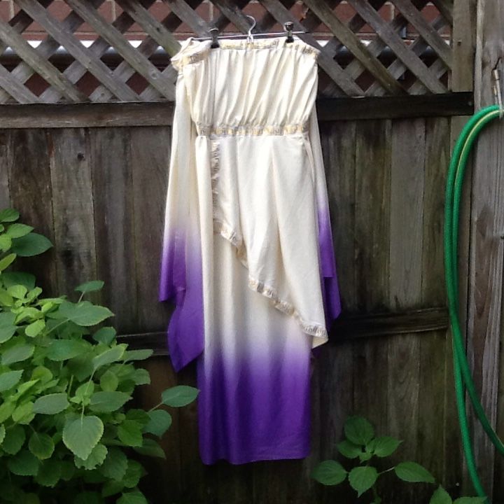 Greek Goddess Costume - Child Large (12-14) - White & Purple - 45" Long