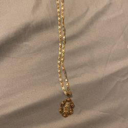 10k Chain And Pendant Virgin Mary 