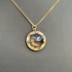 Jewelry 14k solid yellow gold large citrine yellow stone Pendant charm