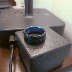 Size 8 Wedding Band Black & Purple Mens