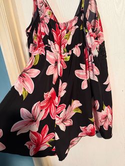 Black Floral Cold-Shoulder romper