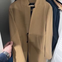 🧥 Zara Wool Coat – Camel – Size Large 