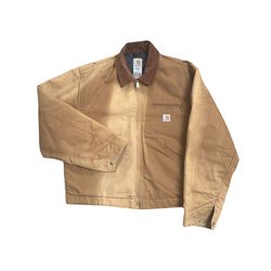 Carhartt Blanket-Lined Firm Duck Detroit Jacket, Size 48 Regular, Sun-Bleached, J01 BRN