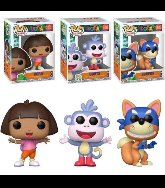 Funko Pop TV Animation Cartoon Dora the Explorer Complete Set of 3 Vinyl Figures Brand New in Box