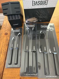 New Knife Block & 6 matte black Knives Set