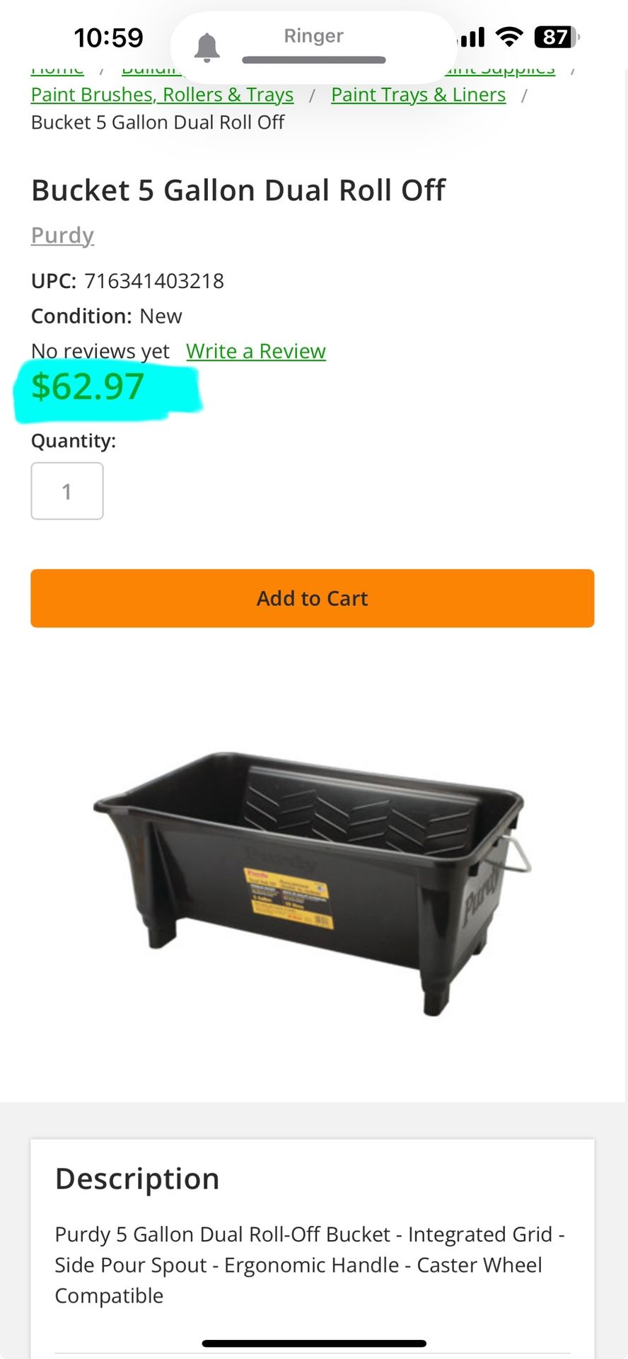 Purdy Dual Roll Off Bucket