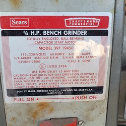 3/4" Bench Grinder w/ stand