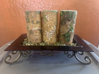 Three decor animal candles