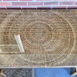 Rattan Glass Top Dining Table