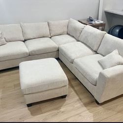 New Light Gray and Ivory Sectional Sofa