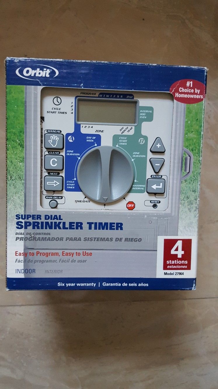 Orbit sprinkler controller Irrigation Timer, 4 Stations.  Easy To Program.   New In Box. More Available 