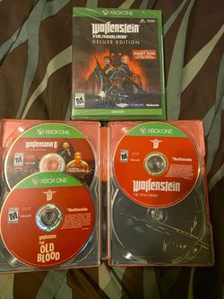 Wolfeinstein Steelbook with 4 Wolfeinstein Games.  In Really Good Condition.