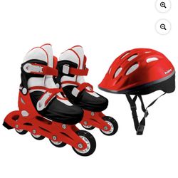 HALO Rise Above Jr. 3-Piece Adjustable Inline Skates Combo Set - Red - Skates and Helmet- Youth-Junior Sizes 12-2