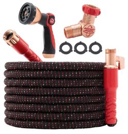 100ft Garden Pocket Hose Set with Nozzle and Fittings
