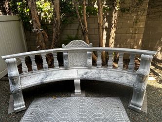 Monumental Hand-Carved Marble Bench – Nearly 10 Feet Wide