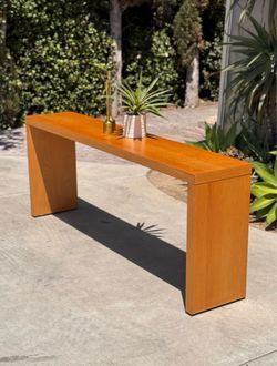 Organic Modern 75” White Oak Waterfall Console Table Entryway Sofa Table
