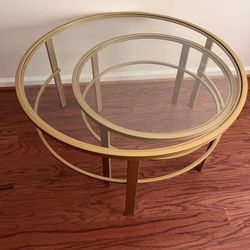 Gold Metal And Glass Coffee Table (Nesting)
