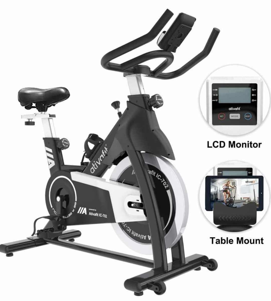 Exercise Bike Stationary Indoor Cycling Bike 35 lbs Flywheel Belt Drive Workout Bicycle Training LCD Monitor / Ipad Mount / Adjustable Handlebar for