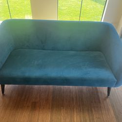 Suede Teal CB2 Couch 