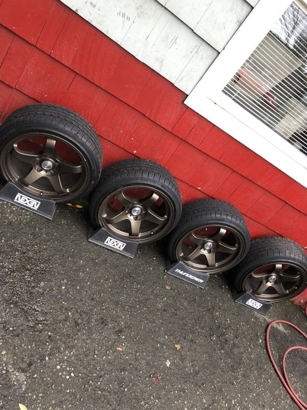 NS 17x8 WHEELS 5x4.5 with almost new 205/40r17 tires.