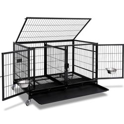 Dog Cage Kennel Size 43” Large With Divider And Feeding Bowls New In Box 📦 