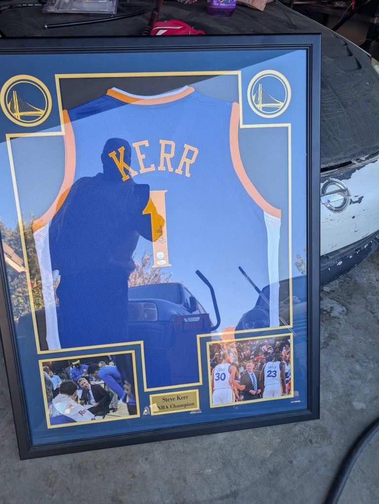 Steve Kerr warriors Signed Framed Jersey Jsa Coa