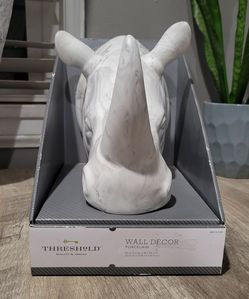 Porcelain Rhino Head Wall Decor