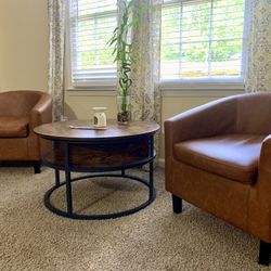 Wooden End Table (Leather Chairs SOLD)