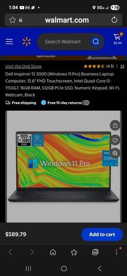 DELL INSPERION TOUCHSCREEN LAPTOP $150