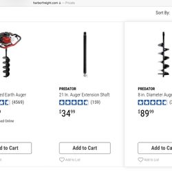 Gas Powered Earth Auger / (x3)PREDATOR 21 In. Auger Extension Shaft / PREDATOR 8 in. Diameter Auger Bit